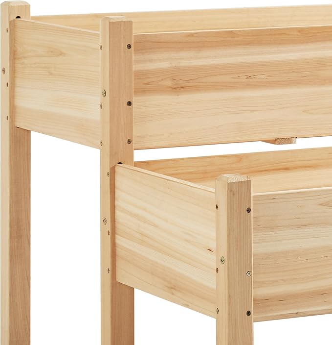 Topeakmart 2-Tier Elevated Stand Raised Bed Planting Planter Bed Box for Flower Vegetable Gardening Outdoor Wood