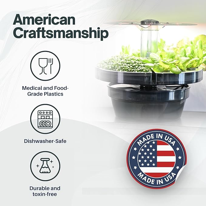 ATL1 Hydroponic Growing System Kit Garden Indoor Tabletop Garden Planter Tower with Self Watering &amp LED Light - Hydroponic Microgreens Lettuce Herbs Sprouts in Your Home &amp Kitchen