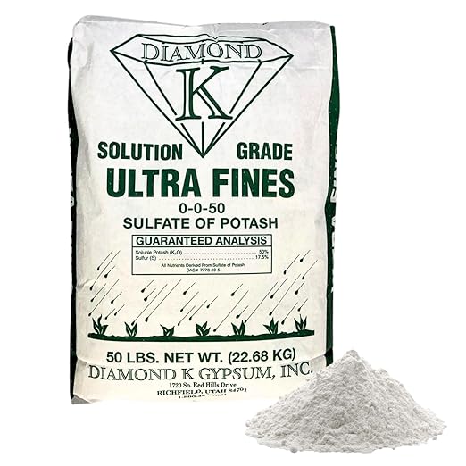 Supply Solutions Sulfate of Potash 0-0-50 Plant Fertilizer- Potassium Fertilizer for Indoor Plants Food Outdoor Flowers Gardens Fruit Lawn - Potassium Plant Food with Nutrients (50 Pounds)