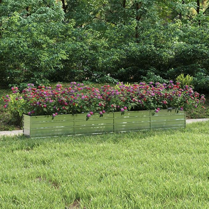 Garden Raised Bed Silver Galvanized Steel Large 126x16x18 Inch Outdoor Planter for Vegetables Durable Metal Garden Bed for Patio Herbs Flowers