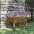 Honey Brown Solid Pine Wood Garden Planter 27.6x27.6x27.6 Inch Square Outdoor Raised Garden Bed for Flowers Herbs