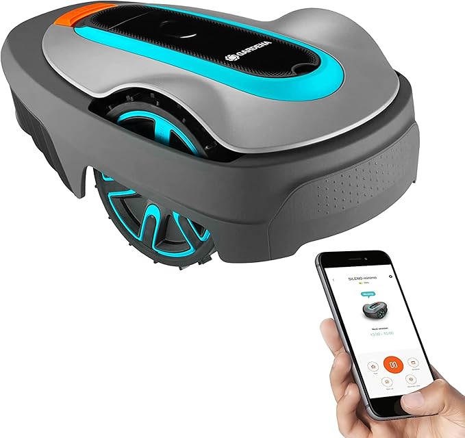 GARDENA 15002-20 SILENO City - Automatic Robotic Lawn Mower with Bluetooth app and Boundary Wire one of The quietest in its Class for lawns up to 5400 Sq Ft Made in Europe Grey