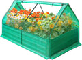 Galvanized Raised Garden Bed with Cover Thicken Metal Planter Box Kit Outdoor Garden Box with 2 Roll-Up Large Screen Windows for Vegetables Flowers Growing (4x3x3 FT)
