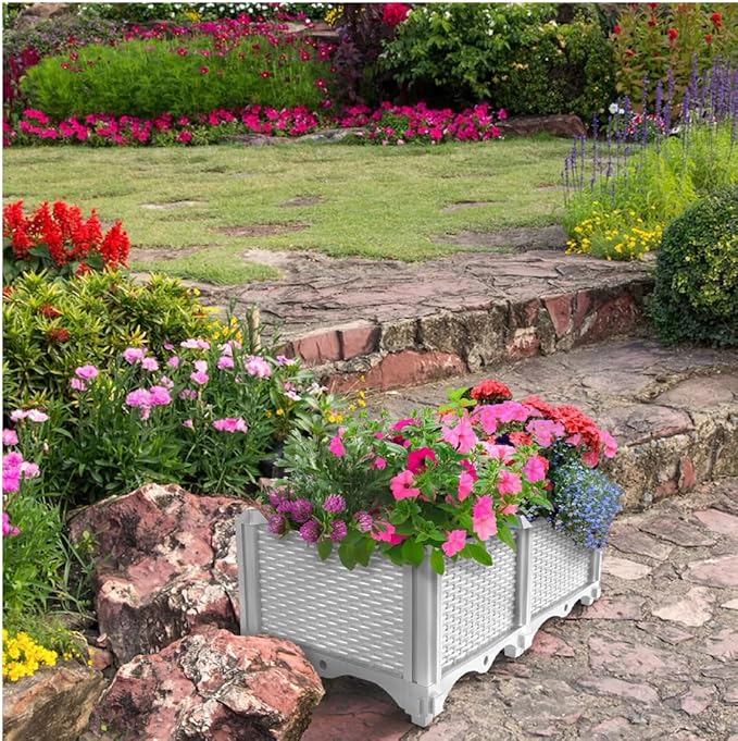 Trenton Gifts Raised Planter Box. White. Great for Plants &amp Flowers