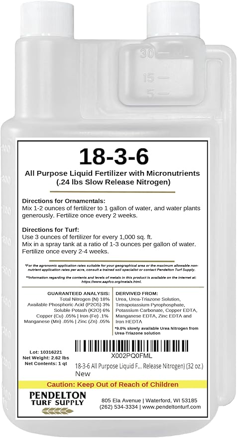 18-3-6 All Purpose Liquid Fertilizer &amp Micro Nutrients (50% Slow Release Nitrogen) (32 oz.)