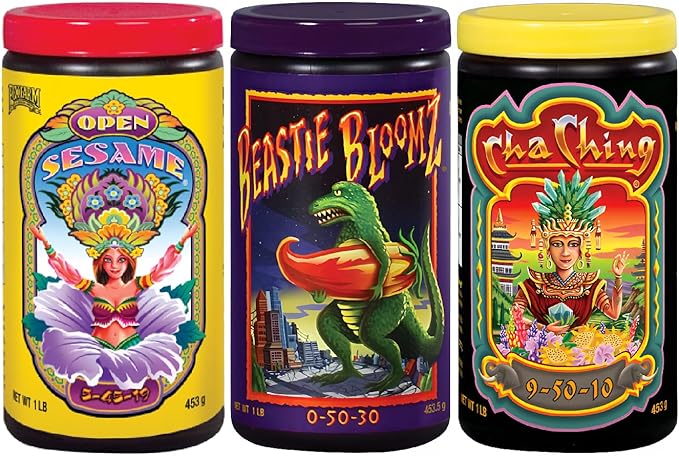 FoxFarm Soluble Trio Pack - Open Sesame Beastie Bloomz Cha Ching - Supports Flowering Blossom &amp Late-Stage Fruiting - Bloom Booster Fertilizer for Hydroponic &amp Conventional Growers - 3 x 1