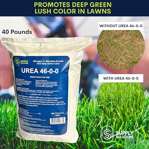 Supply Solutions Urea 46-0-0 Nitrogen Fertilizer to Stimulate Lush Growth and Deep Green Color - Plant Food Plant Fertilizer for Plants Lawn Garden - Bloom Booster for Flowers Fruits (40 Pounds)
