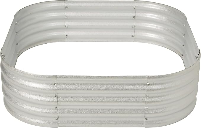 Ironton Galvanized Steel Planter Bed Assembles in Oval or Rectangular Shape 3.5ft. x 3.5ft. x 1ft.