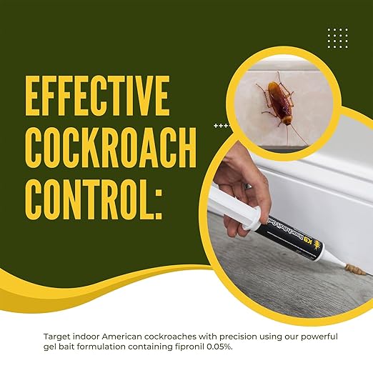 Cockroach Killer Indoor Home Gel (8 PCS) - Combat Gel Alternative with Fipronil 0.05% | Roach Bait Station for Pest Control | 97% Efficacy for American Roaches (99% for German)