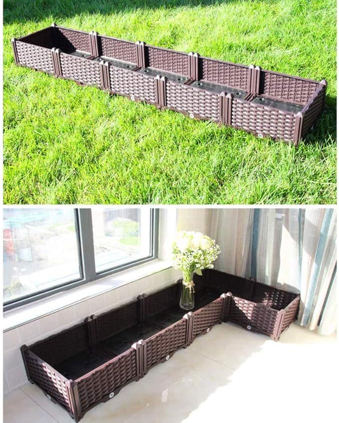 qiuqiu Raised Bed Garden Kit Rectangular Planter Pot System for Fresh Vegetables Herbs Flowers and Succulents 40 X 40 X 22Cm