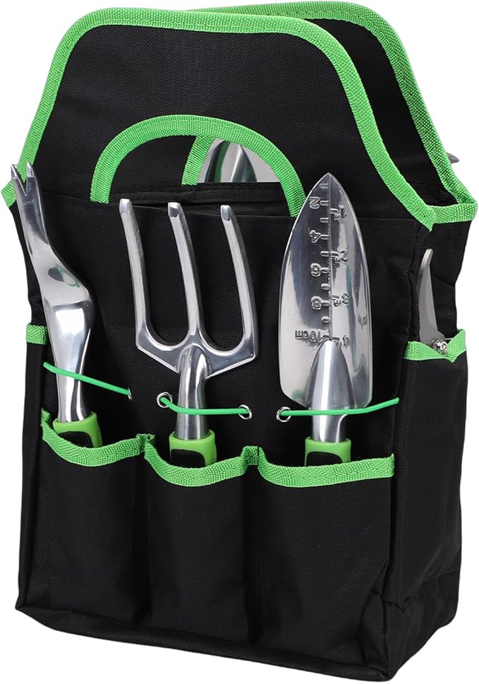 YUYTE Gardening Tools Set 8 Piece Magnesium Aluminum Alloy Garden Tool Kit with Ergonomic Handle and Tote Bag for Men Women Who Love Gardening