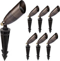 Solid Brass Low Voltage Landscape Spotlight Directional Spot Up Light in Antique Brass Finish with Ground Spike and Waterproof Grease Cap Wire Connectors (6 Set)