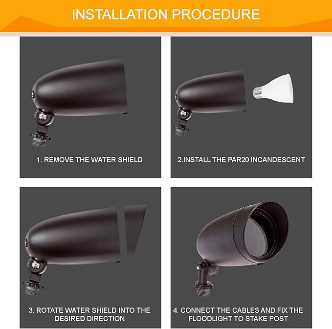 DYSMIO Lighting One Light PAR20 120 Volt Die Cast Aluminum Durable Outdoor Landscape Security Lighting Flood Dark Bronze