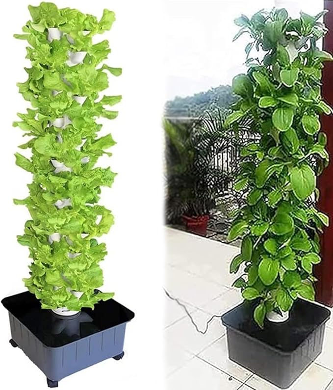 45 Holes Hydroponics TowerGarden Hydroponic GrowingAeroponics Growing Kitfor HerbsFruits and VegetablesIndoor Outdoor Shome Gardening