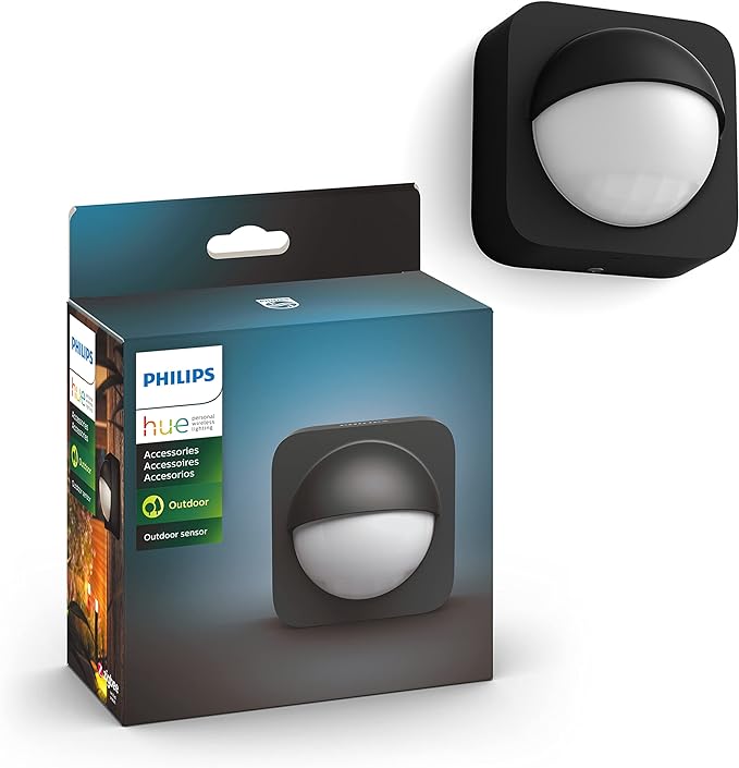 Philips Hue Outdoor Motion Sensor 1 Pack Automatic Dusk to Dawn Sensor Turns Lights On When Motion is Detected Requires Bridge Works with Alexa Google Assistant and Apple HomeKit Weatherproof