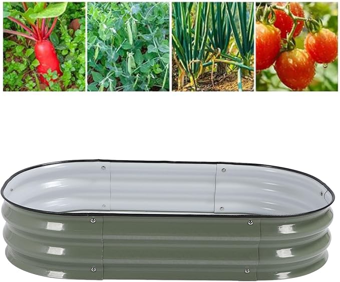 Zerodis Raised Garden Bed Kit for Vegetables Flower Raised Planter Bed 304 Stainless Steel Stable Open Base Wide Application (Light Green)