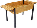 Raised Garden Bed Metal Leg Wood Planter Boxes with Folding Storage ShelfElevated Planter Box for Growing Fresh Herbs Vegetables Flowers Great for Outdoor Patio Deck Balcony (Black+Brown)