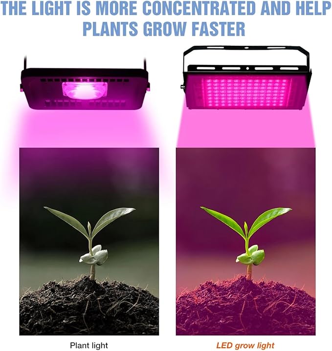 LED Grow Light Full Spectrum Floodlight Plant Growing Light Waterproof Phytolamp for Indoor Outdoor Plants Flower Seedlin100W