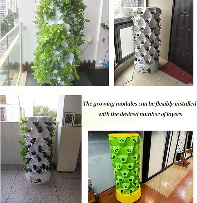 Tower Hydroponic Growing System with Water Pump Vertical Plant Sites Soilless Garden Column DIY Hydroponic Farm Equipment AeroponicKit Smart Water Circulation(6 Layers)