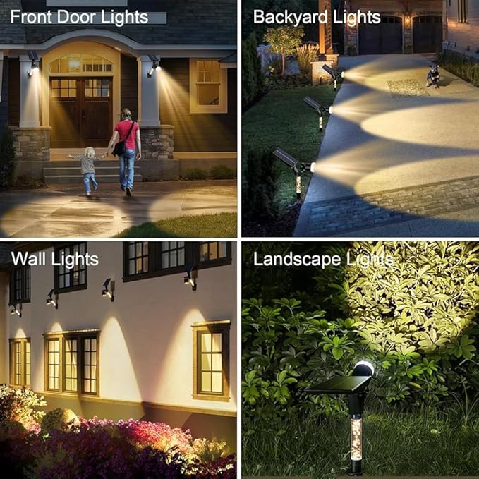 Solar Spot Lights Outdoor WaterproofSolar Spot Lights Landscape Lighting for OutsideSolar Spotlights Wall Lights2Pack