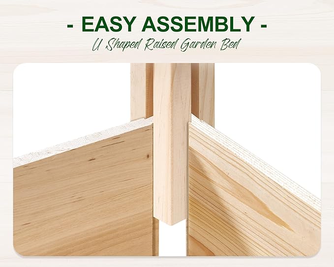 AMERLIFE U-Shaped Raised Garden Bed 7.5Wx6Dx1.6H Free Combination Outdoor Wooden Raised Garden Bed Planter with 19.6 Depth Planter Box