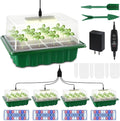 Seed Starter Tray Medium Size 4 Packs Seed Starter Kit with Upgraded 24 Full Spectrum LEDs Adjustable Brightness and Timer with Drainage Holes Tools and Labels for Indoor Plant Growing