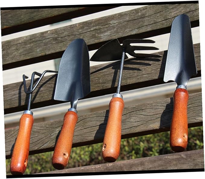 Kisangel 4pcs Mini Garden Tool Set Thickened Iron Shovels and Wooden Handles for Planting Potting and Gardening Tasks