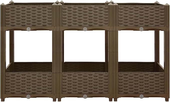 Raised Bed Stylish Two-Level Outdoor Planter Box Durable Polypropylene Medium Size for Garden Balcony Patio Vegetables Herbs Flowers