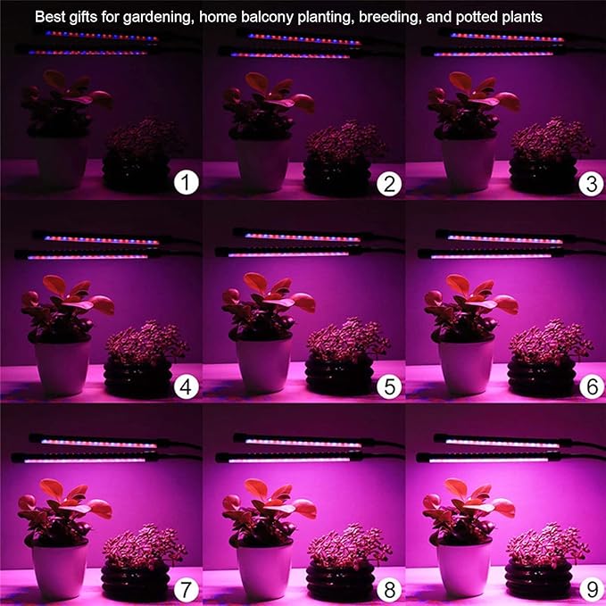 Tyenaza 3 Head LED Grow Light Red Blue Timing Adjustable Angle Bright USB Powered Grow Lights for Gardening Potting