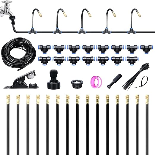 49.21FT Drip Irrigation System 360° Adjustable Sprinkler Irrigation Kit Plant Mister System for Garden Watering