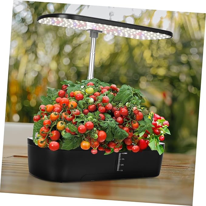 GANAZONO 1 Set Indoor Hydroponics Growing Kit with Automatic Watering Fertilization and Temperature Control Compact Planting for Spaces and Home Gardening