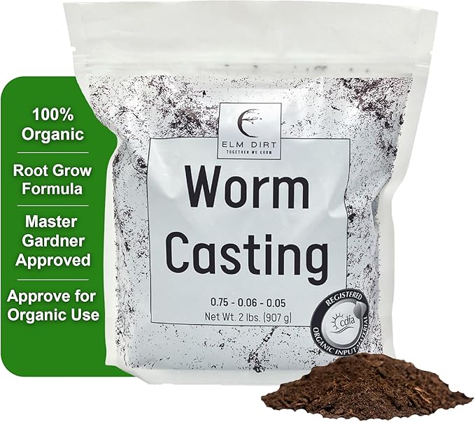 Elm Dirt Organic Fertilizer for All Plants - Indoor or Outdoor Earthworm Casting | Organic Plant Food for Houseplants Flowers &amp Gardens