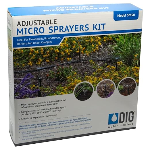 DIG SM50 Adjustable Micro Sprayer 46 Piece Kit for Gardens - Versatile and Efficient Watering up to 500 sq. ft.