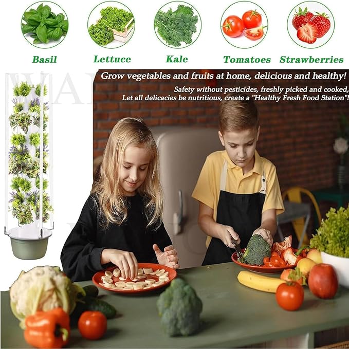 Hydroponic Planting System Kit 5/7/9-Layer Plant Towers for Growing Vegetables 20/28/36 Planting Holes Hydroponic Towers Space-Saving Vertical Gardening System for Gardening Lover9Layers/36Pots