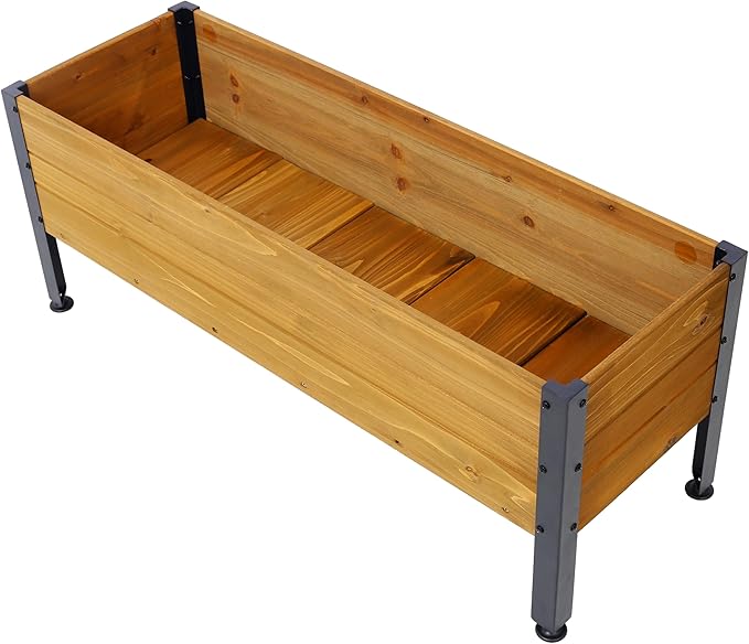 Wood Rectangular GPlanter Box Raised Bed OutdoorPlanters for Outdoor PlantsElevated Herbs Vegetables Flowers Great Patio Deck Balcony