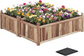 Giantex Acacia Wood Raised Garden Beds Set of 2 44x23x16 Rectangular Planter Box w/Black Liner for Vegetable Flower Herb Fruit Easy Assembly Outdoor Planting Bed for Backyard Garden Lawn