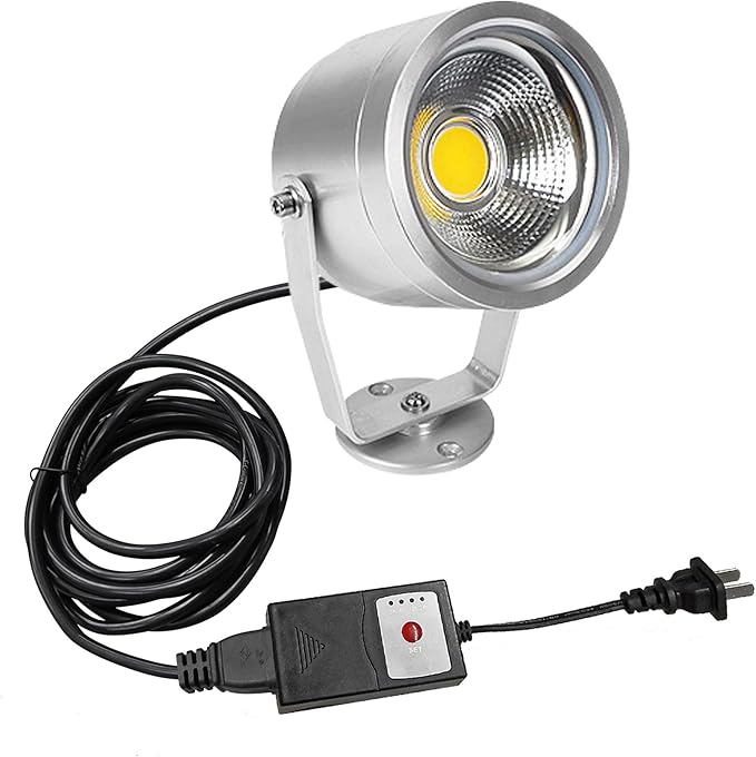 Outdoor LED Spotlight Timer Waterproof Bright Flag Light Landscape Automatic Mini Lawn Lamp 5W Graden Lights Lawn Decorative Lamp with Plug Courtyard Front Yard SilverWarm White