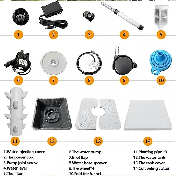 Hydroponic Growing Kits 45 Holes Hydroponics Growing System ｜ Indoor Grow System Vertical Grow Tower Hydroponic Planting Equipment for Herbs Fruits and VegetablesGifts for Men