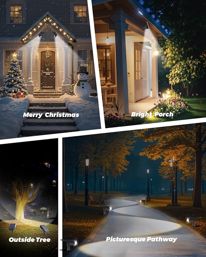 6 Pack Solar Powered Outdoor Spot Lights Outside Waterproof 20 LEDs Landscape Spotlights Dusk to Dawn for House Yard Tree Plants Walls Path Garden Statues Superior Accent Lamp Cool White