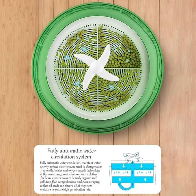 Bean Sprouts Machine Seed Sprouter Intelligent Bean Sprouts Maker Household Seed Grow Cereal Tool Seed Sprouter Kit with 360-Degree Sprinkler for Seed Grow (Size:A)