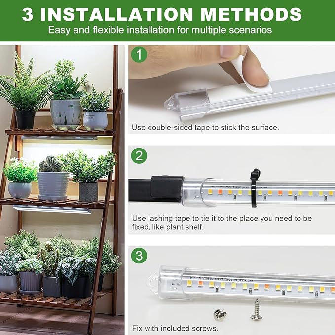 16 Plant Grow Light Strips 120 LEDs Grow Lights for Indoor Plants Full Spectrum with Upgrade Timer 6/12/16 Hrs 5 Dimmable Levels 2 Pack Sunlike Grow Lamp for Hydroponics Succulent