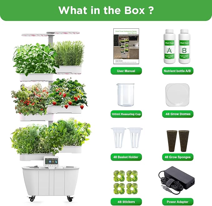 Hydroponics Growing System Kit48 Pods Large Indoor Hydroponic Herb Garden with Smart LED Grow Light Auto Circulating Water Pump24L Water TankAPP &amp WiFi ControlledGardening Systems for Ideal G