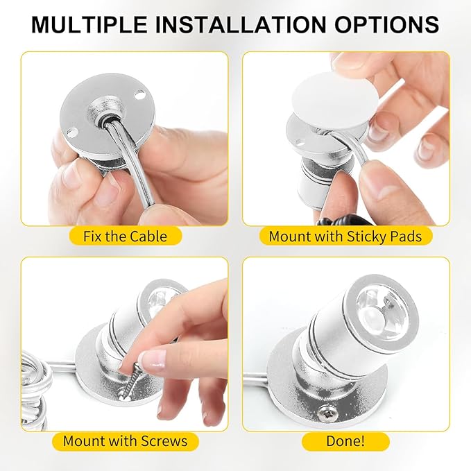 LED Mini Spot Light 6PCS 1.5W 5V Dimmable Spotlight Accent Lights for Artwork Display Jewelry Showcase Museum Cabinet Retail Store Lighting (6400K Daylight)