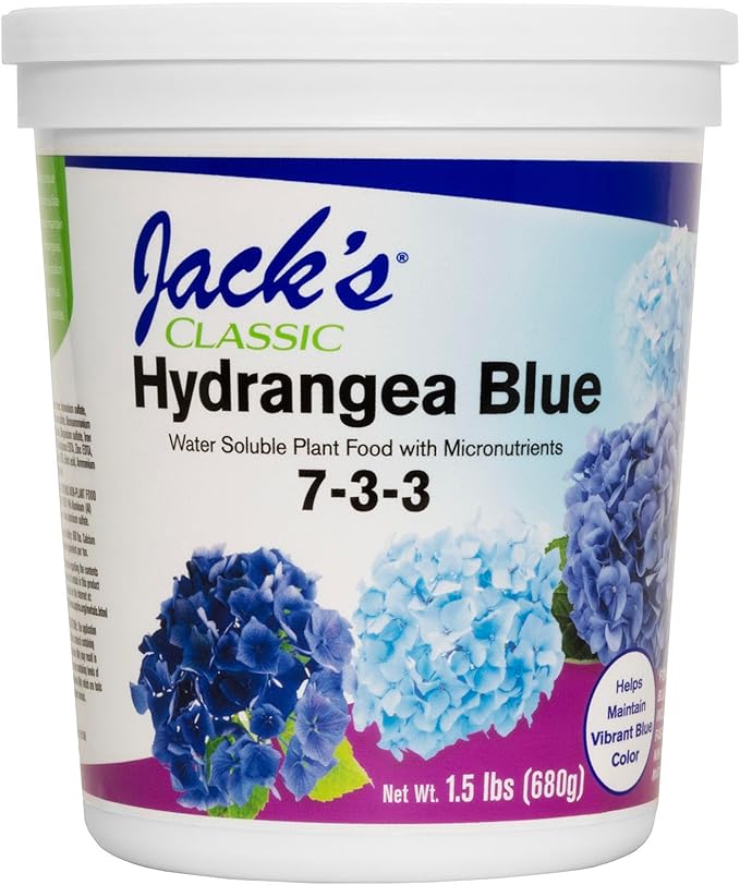 Jack's Classic 7-3-3 Hydrangea Blue Water-Soluble Fertilizer with Micronutrients to Enhance Blue Flowers 1.5lbs