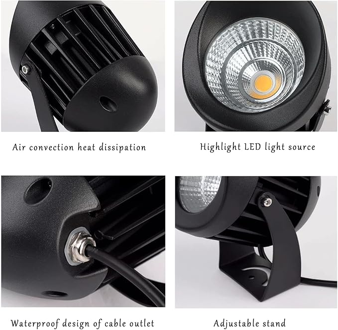 Outdoor Spotlight Garden Landscape Lights IP65 Waterproof Adjustable LED Spot Lights AC85-110V for Yard House Tree Wall Decoration Lighting