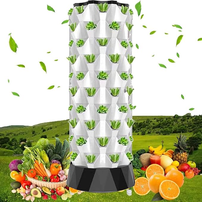 Hydroponic Tower Self-watering Growing kit 48/64/80 Plants Sites Indoor Vertical Gardening Grow Kit Farm Greenhouse Hydroponic Grow kit with Water Pump Net Pots6floors