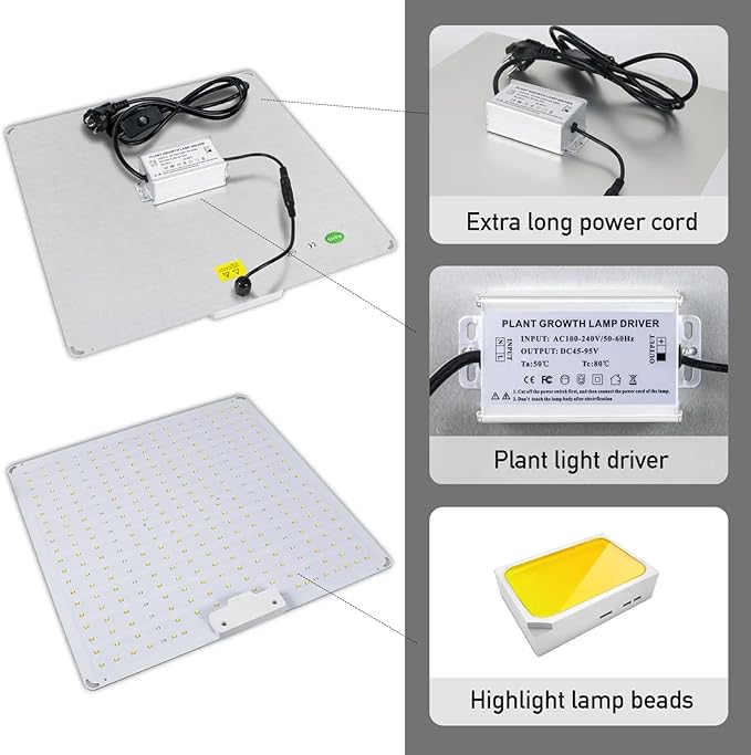 1000W LED Grow Light with UV IR Growth Lamp Dimming Dimmable Full Spectrum Plant Light for Indoor Plants Seed Starting Seedlings Vegetable for 2x2/3x3 Grow Tent1PCS