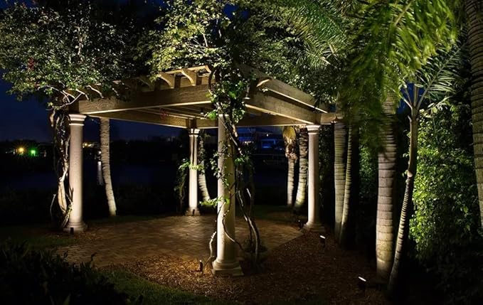 Solid Brass Low Voltage Landscape Spotlight Directional Spot Up Light in Antique Brass Finish with Ground Spike and Waterproof Grease Cap Wire Connectors (6 Set)