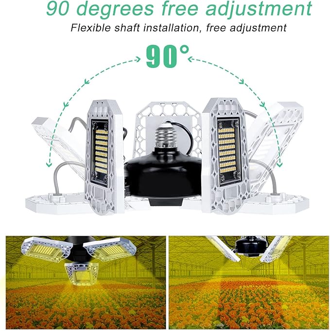 LED Grow Lights 297 LEDs Full Spectrum Plant Light with Folding Three Leaves Growing Lamp for Greenhouse Succulent Vegetables