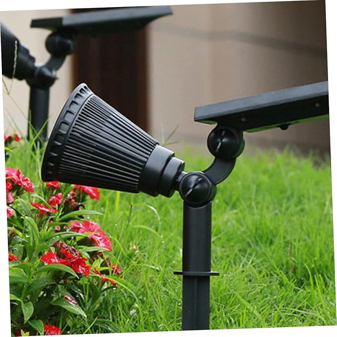 NUOBESTY 2 Pcs Solar Spotlights Waterproof RGB LED Landscape Lamp for Outdoor Lawn Garden Lights Ground Connector Design 4 LED Lighting for Patio and Pathway